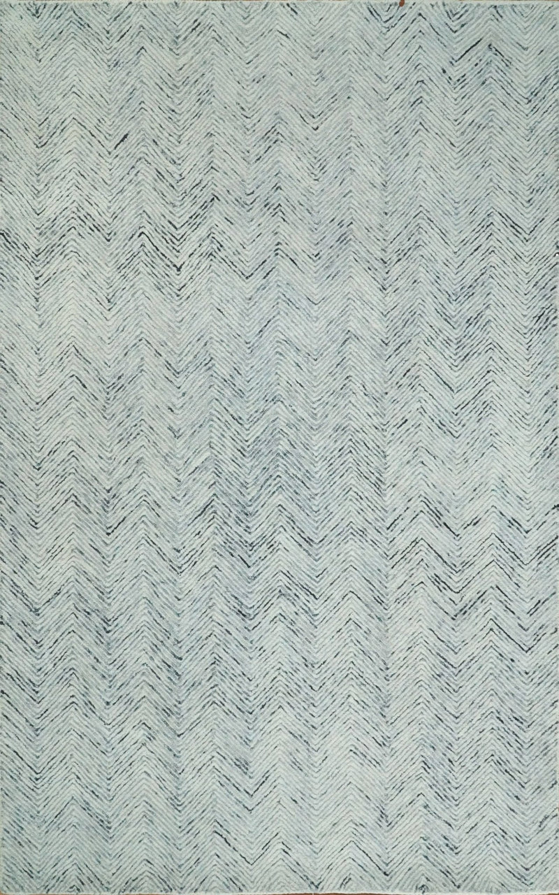 5x8 and 8x10 Hand Made Woolen Modern Blue and Ivory Area Rug | EVE001