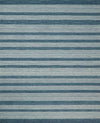 5x8 and 8x10 Hand Made Woolen Modern Stripes White and Blue Area Rug | NAU002