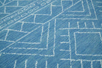 5x8 and 8x10 Hand Made Woolen Tribal Solid Blue Area Rug | AZT002