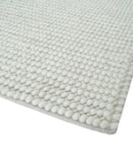 5x8 and 8x10 Solid Ivory Chunky Handwoven Wool Area Rug, Layering Rug | TRD2380