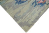 5x8 Blue and Silver Abstract Handmade Wool and Art Silk Area Rug