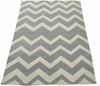 5x8 Dhurrie Rug, Gray and White Chevron Pattern Rug