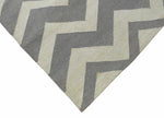 5x8 Dhurrie Rug, Gray and White Chevron Pattern Rug