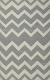 5x8 Dhurrie Rug, Gray and White Chevron Pattern Rug