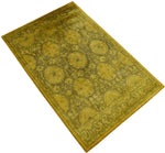 5x8 Gold Handmade Overdyed Wool Area Rug | TUF7