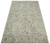 5x8 Hand Hooked Beige and Silver Wool Textured Loop Area Rug | GAR2
