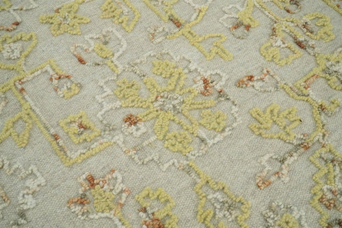 5x8 Hand Hooked Yellow and Ivory Wool Textured Loop Area Rug | GAR6