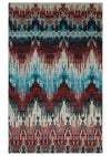 5x8 Hand Knotted Ivory, Blue and Red Modern Abstract Contemporary Recycled Silk Area Rug | OP99