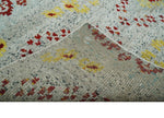 5x8 Hand Knotted Ivory, Red and Yellow Persian made of Recycled Silk Area Rug | OP95