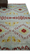 5x8 Hand Knotted Ivory, Red and Yellow Persian made of Recycled Silk Area Rug | OP95