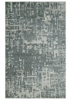 5x8 Hand Knotted Silver, Charcoal and Ivory Modern Abstract Contemporary Recycled Silk Area Rug