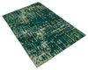 5x8 Hand Knotted Teal Green, Olive and Beige Modern Abstract Contemporary Recycled Silk Area Rug | OP130
