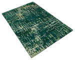 5x8 Hand Knotted Teal Green, Olive and Beige Modern Abstract Contemporary Recycled Silk Area Rug | OP130