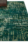 5x8 Hand Knotted Teal Green, Olive and Beige Modern Abstract Contemporary Recycled Silk Area Rug | OP130