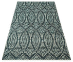 5x8 Hand Knotted Teal, Ivory and Blue Modern Style Contemporary Recycled Silk Area Rug | OP109