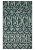 5x8 Hand Knotted Teal, Ivory and Blue Modern Style Contemporary Recycled Silk Area Rug | OP109