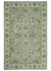 5x8 Hand Tufted Blue and Beige Multi Size Style Floral Wool Area Rug