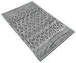 5x8 Hand woven tribal Woolen Chunky and Soft White and Black Wool Area Rug | TRDMA20