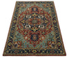 5x8 Handmade Rust and Blue made with fine wool Area Rug |  TRDCP11858
