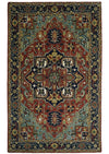 5x8 Handmade Rust and Blue made with fine wool Area Rug |  TRDCP11858