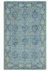 5x8 Ivory and Blue Traditional Ikat design Hand Tufted Wool Area Rug