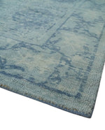 5x8 Ivory and Blue Traditional Ikat design Hand Tufted Wool Area Rug