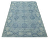 5x8 Ivory and Blue Traditional Ikat design Hand Tufted Wool Area Rug