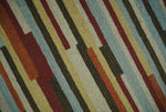 5x8 Multi color Stripes Pattern Hand knotted Farmhouse Wool Area Rug