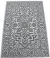 5x8 Silver and Charcoal Traditional Design Wool Area Rug