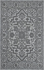 5x8 Silver and Charcoal Traditional Design Wool Area Rug