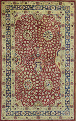 5x8 Red and Gold Handmade Classic Vintage Design Wool Area Rug