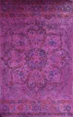 3x5, 5x8, 8x11 Pink Wine and Blue Overdyed Classic Wool Area Rug