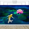 Koi Fish with Pink Water Lily Painting Wall Mural. #6000
