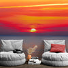 Red Sky Sunset over Beach Wall Mural Decal Sticker #6005