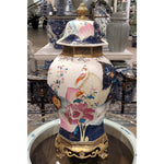 Tobacco Leaf Porcelain Hex Jar Vase with Bronze Ormolu - Tobacco Leaf Collection
