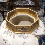 Tobacco Leaf Porcelain Hex Jar Vase with Bronze Ormolu - Tobacco Leaf Collection