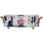 Large Porcelain Tobacco Leaf Footbath Basin with Bronze Ormolu – Gold Glaze - Tobacco Leaf Collection