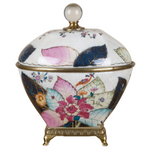 Tobacco Leaf Porcelain Box with Bronze Ormolu  Gold Glazed Accent - Tobacco Leaf Collection