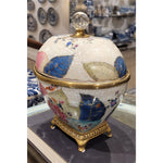 Tobacco Leaf Porcelain Box with Bronze Ormolu  Gold Glazed Accent - Tobacco Leaf Collection