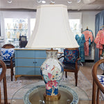 Tobacco Leaf Pattern Porcelain Table Lamp with Bronze Mount– Tobacco Leaf Collection