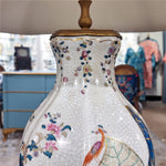 Tobacco Leaf Pattern Porcelain Table Lamp with Bronze Mount– Tobacco Leaf Collection