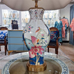 Tobacco Leaf Pattern Porcelain Table Lamp with Bronze Mount– Tobacco Leaf Collection
