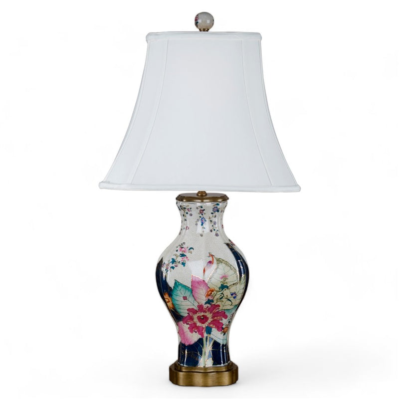 Tobacco Leaf Pattern Porcelain Table Lamp with Bronze Mount– Tobacco Leaf Collection