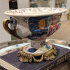 Porcelain Oval Centerpiece Basin with Bronze Ormolu – Tobacco Leaf Collection