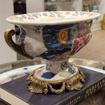 Porcelain Oval Centerpiece Basin with Bronze Ormolu – Tobacco Leaf Collection