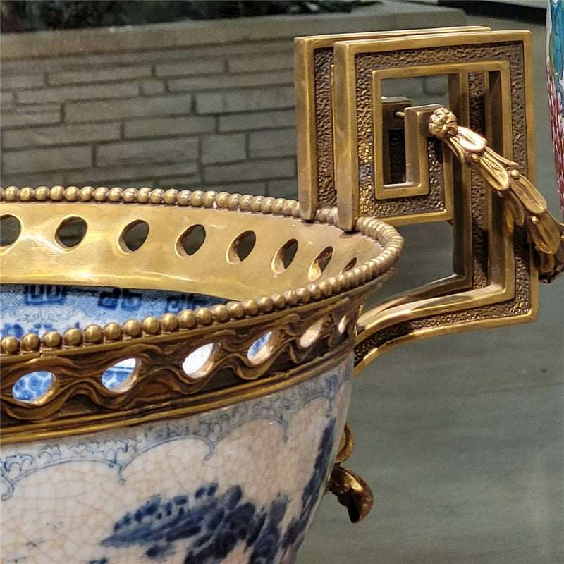 Lovecup Loving Cup Basin with Bronze Ormolu and Blue Willow L346