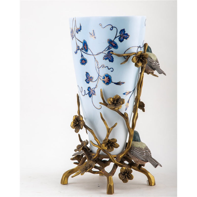 Lovecup Bronze Bird With Porcelain Vase L532