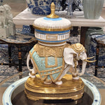 Elephant Statue With Lidded Box And Bronze Ormolu L372