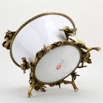 Lovecup Porcelain Round Basin And Cockatoo Figurine With Bronze Ormolu In Blanc Chic L382