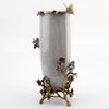 Lovecup Porcelain White Crackle Oval Vase With Bronze Ormolu - White Crackle L408